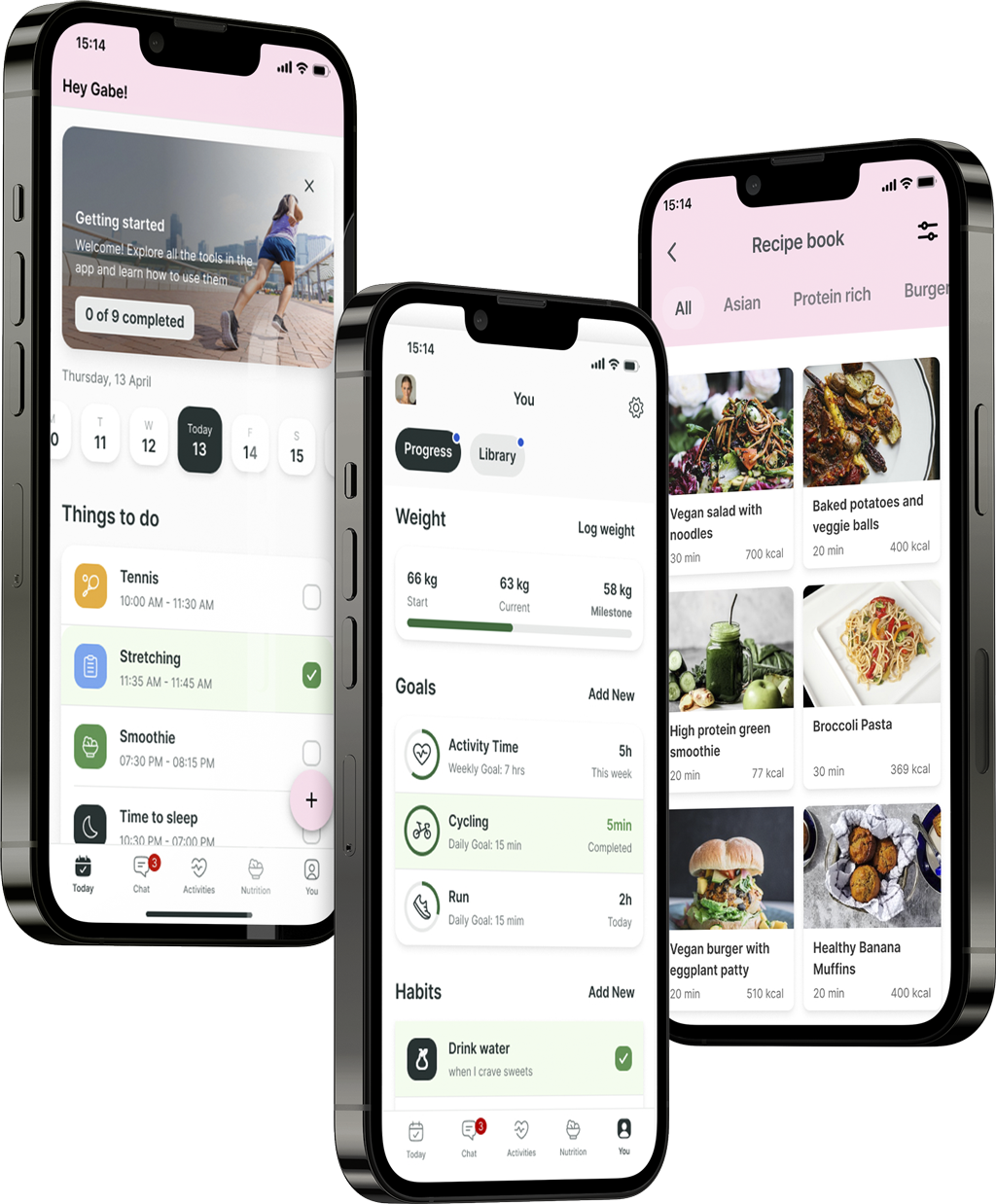 A mockup of the coaching app showcasing the features.